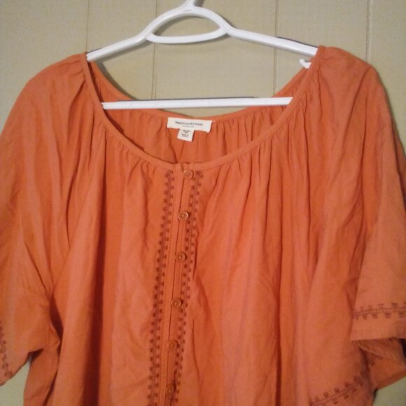 Beach Lunch Lounge Dress Women XL Short Sleeve Ruffle Crochet Trim Burnt Orange - Picture 8 of 14
